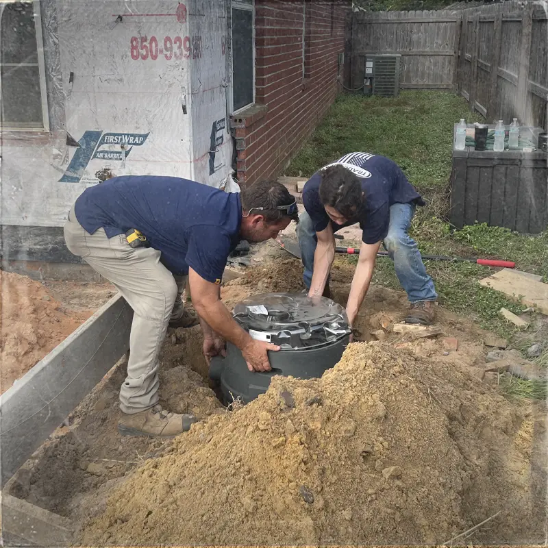 Grinder pump installation in Pensacola.