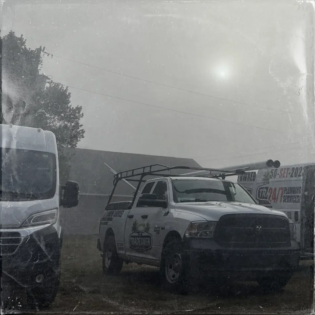 Plumbing company prepares for work.