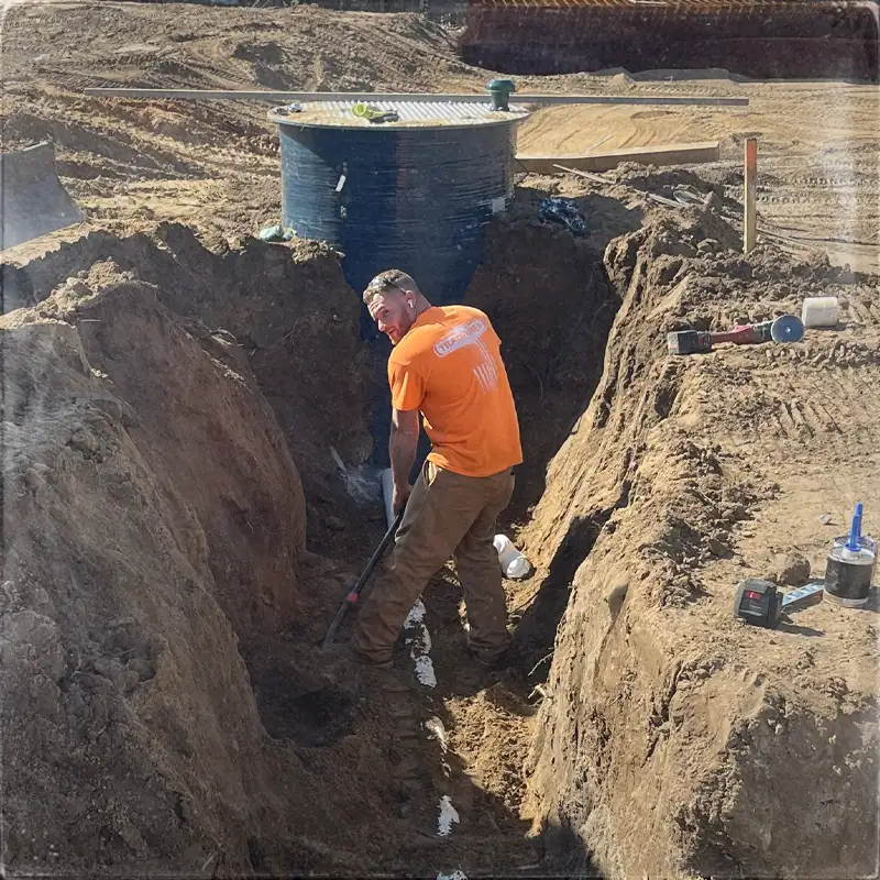 Grinder pump installation.